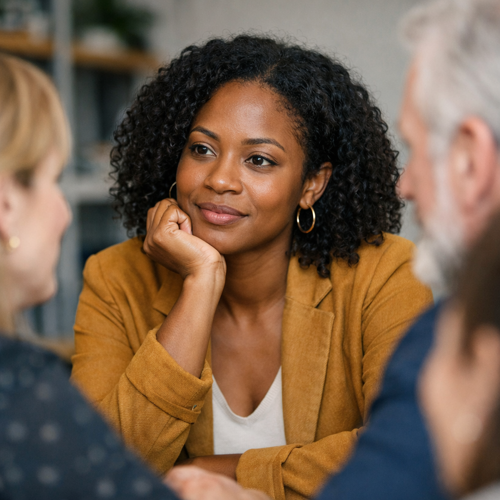 black woman listening to other people-1