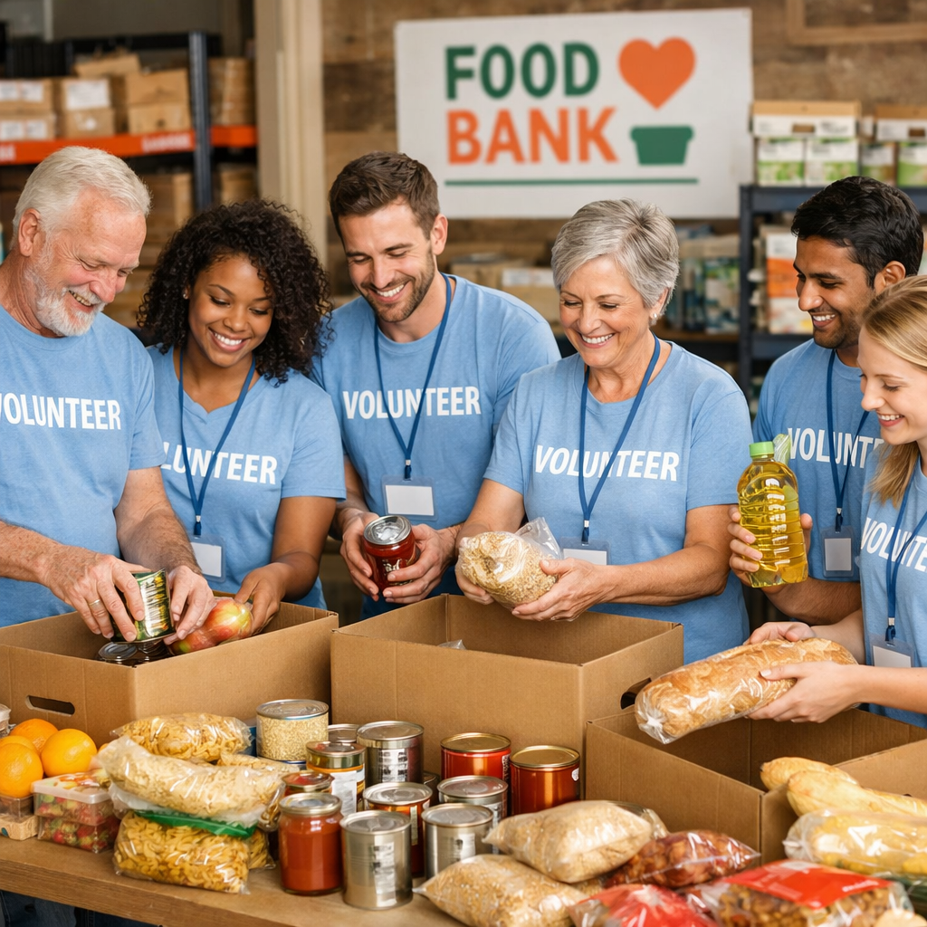 volunteers at food bank