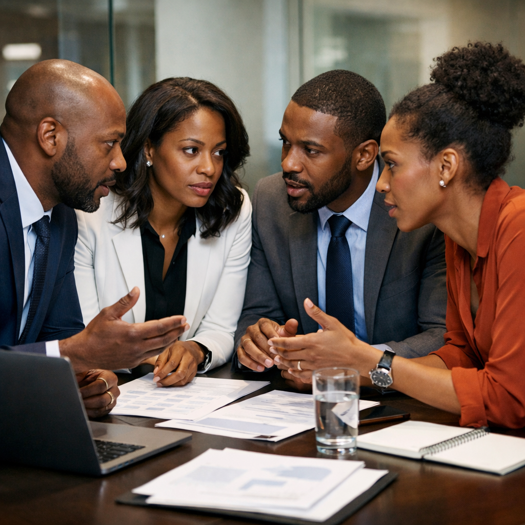 group of black professionals discussing something important-1